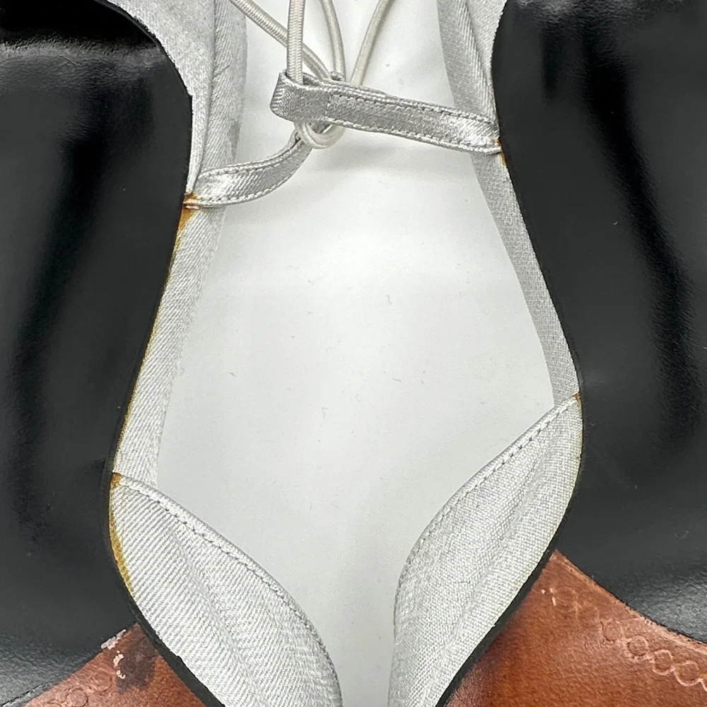 VTG‎ 90s Stuart Weitzman Silver Slingback Heels Retro Chic Aesthetic SZ 10.5